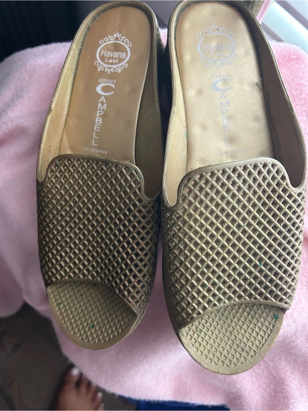 Jeffrey Campbell Bronze Woven Slide Mules. Style runs small.